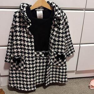 Bonnie Jean Black and White Houndstooth Dress